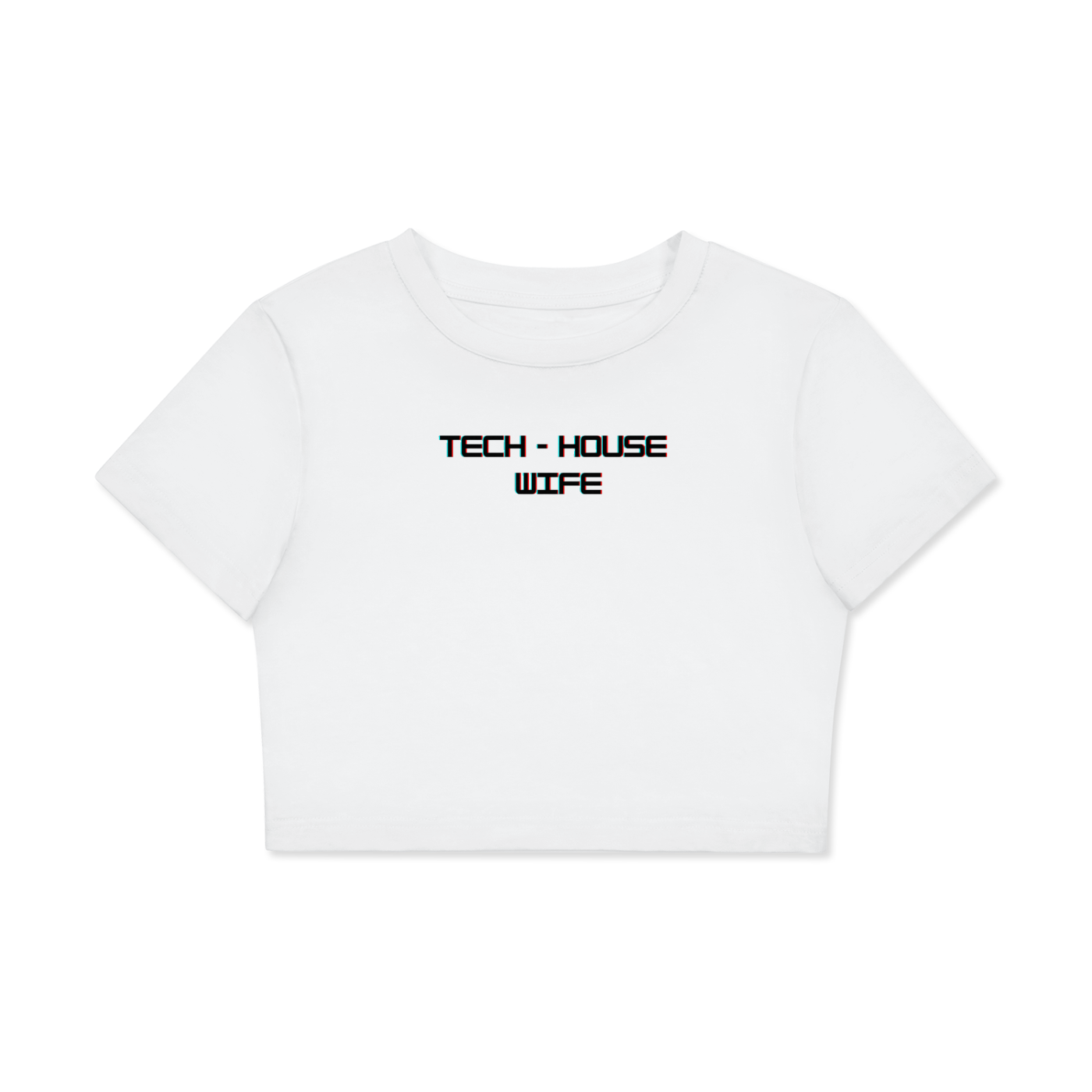 | "Tech-House Wife" | Graphic Top Fitted Cotton Crop Tee